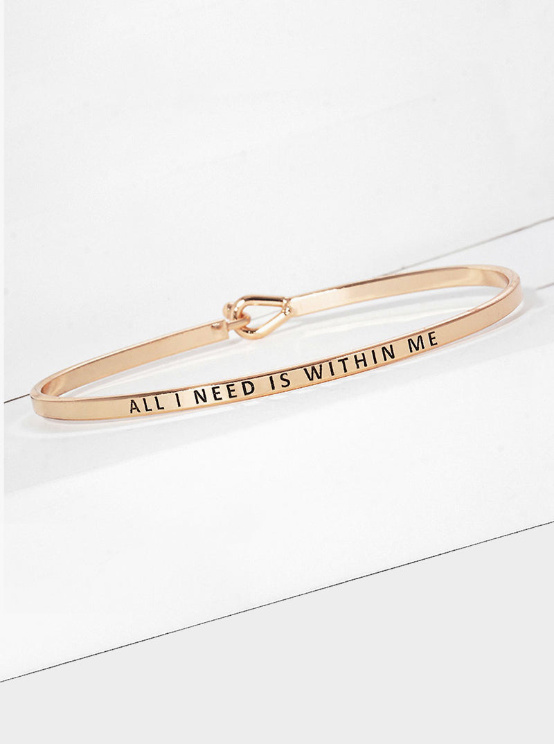 All I Need Is Within Me Engraved Inspirational Bangle Bracelet