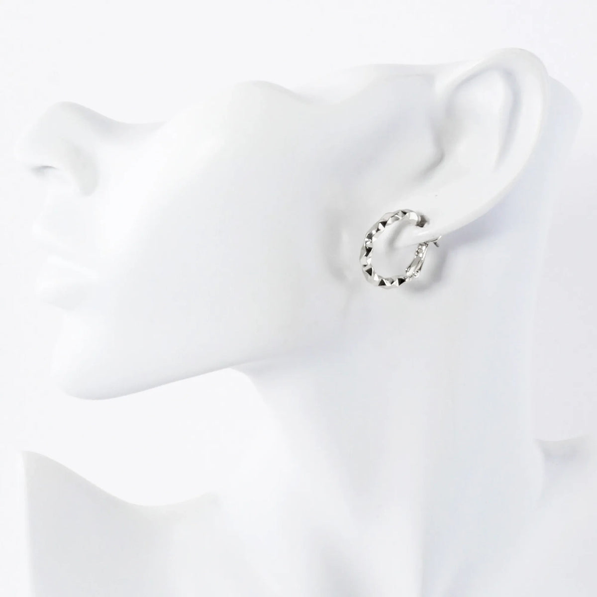 Angular-Texture Polished 20mm 14K-Gold-Dipped Brass Omega-Back Hoop Earrings