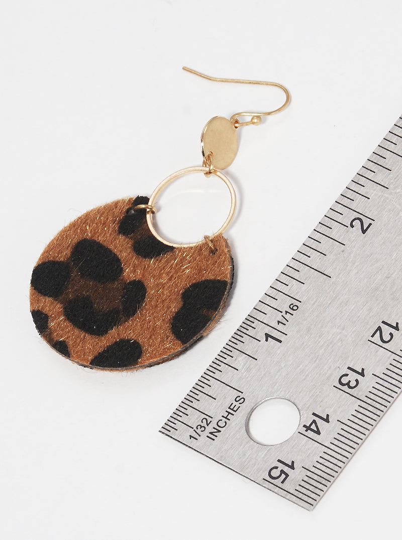 Animal Print Leatherette Teardrop Dangle Drop Earrings