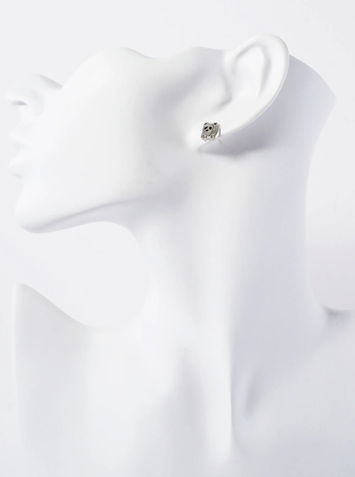 Animal-Theme Brushed Brass 10mm Panda 18K-Gold-Dipped Stud Earrings