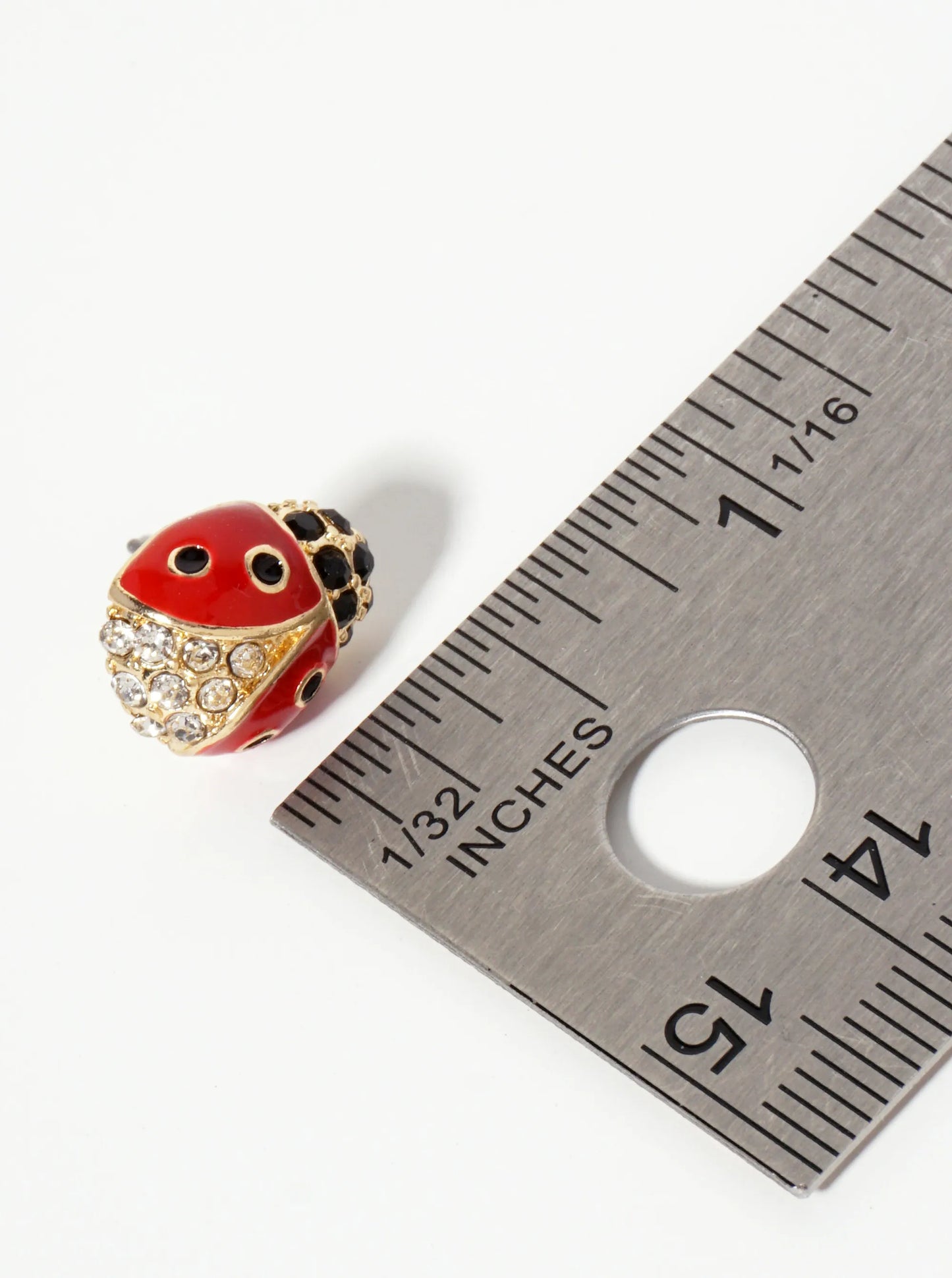 Animal-Theme Crystal-Pave Enamel Ladybug Stud Earrings