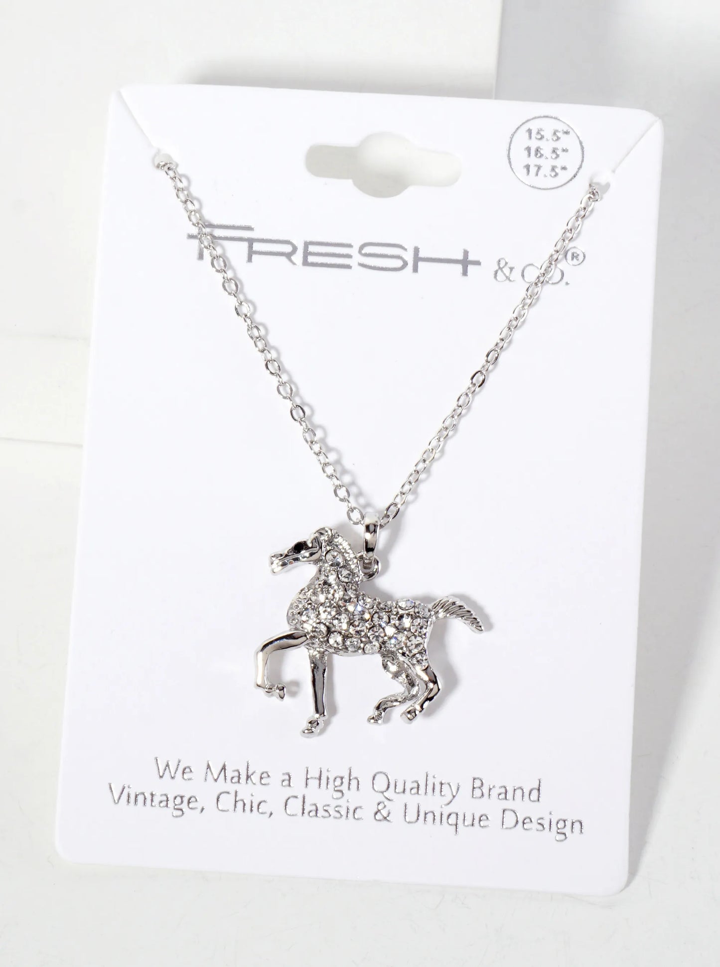 Animal-Theme Crystal-Pave Horse Pendant Necklace