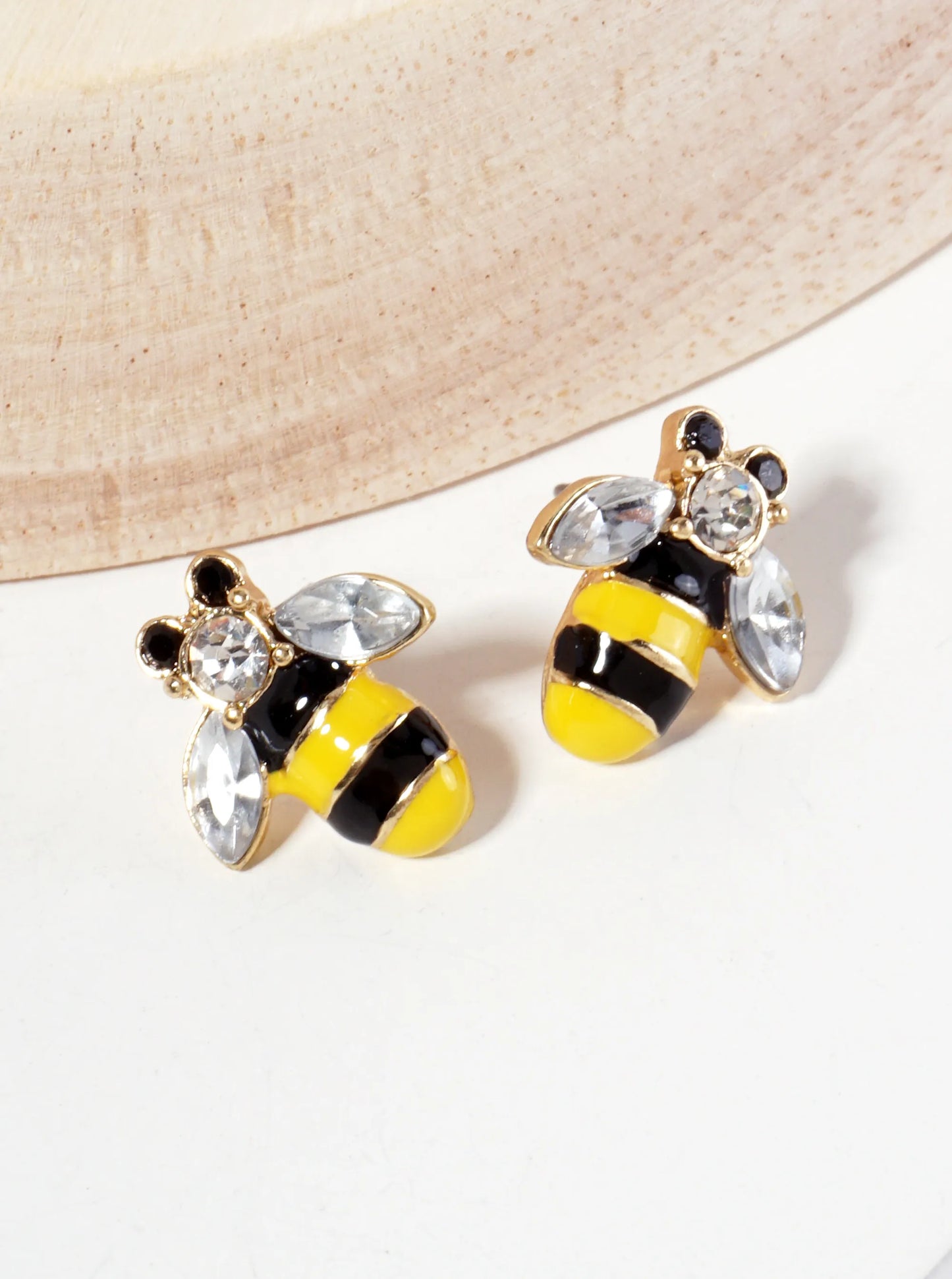 Animal-Theme Enamel Rhinestone Bumblebee Stud Earrings