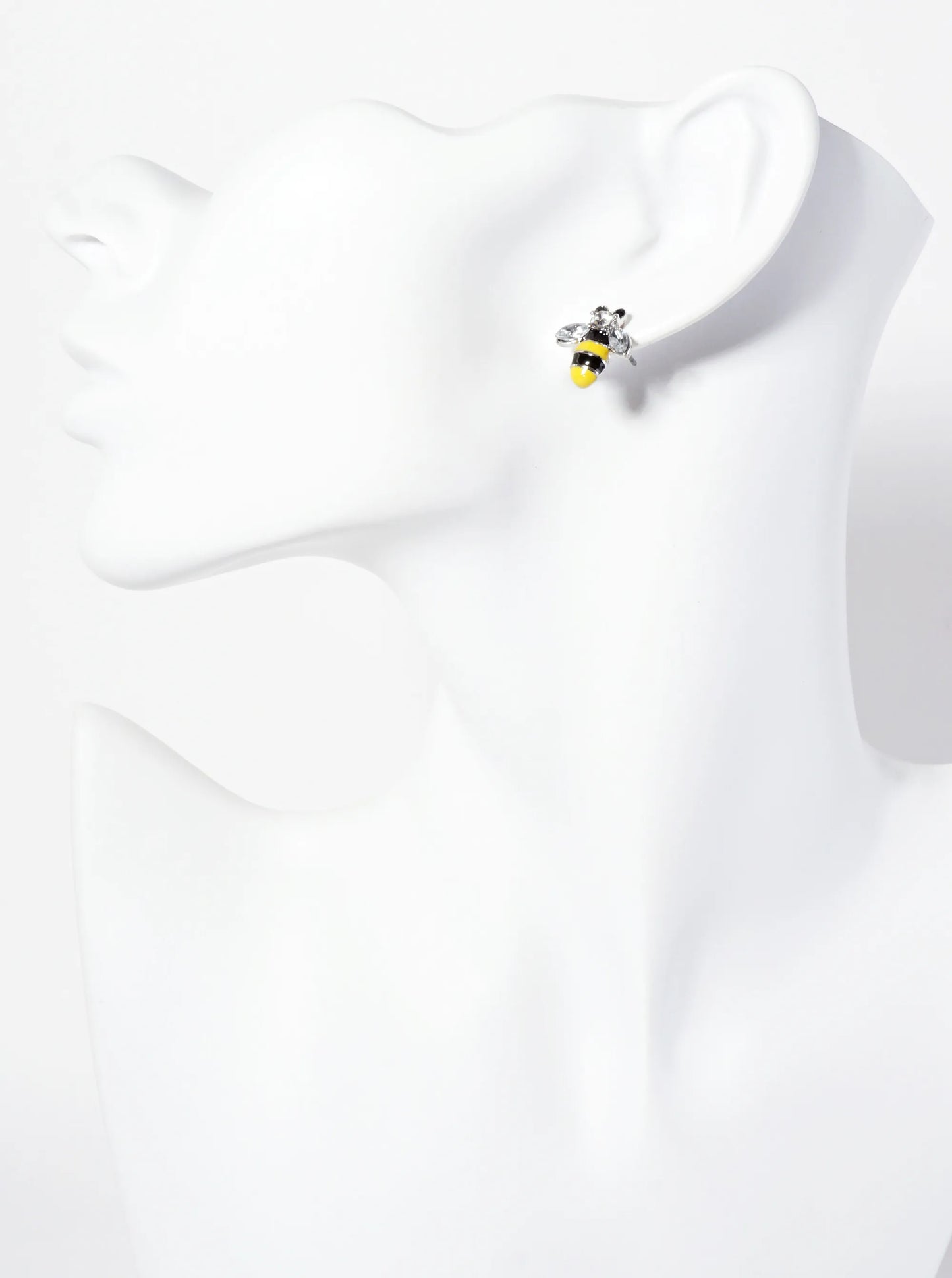 Animal-Theme Enamel Rhinestone Bumblebee Stud Earrings