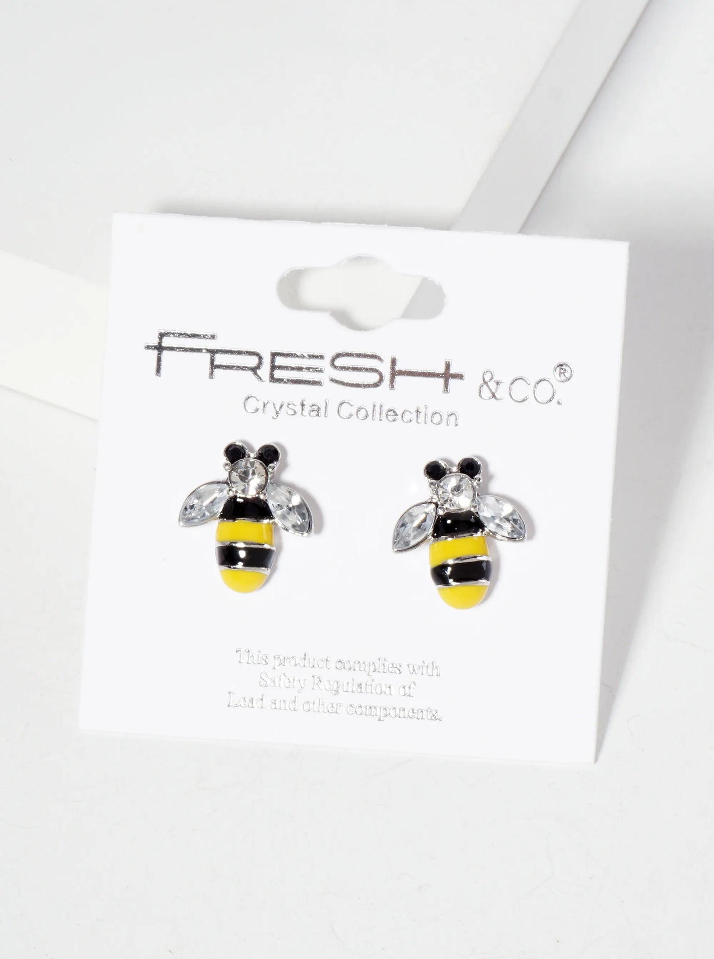 Animal-Theme Enamel Rhinestone Bumblebee Stud Earrings