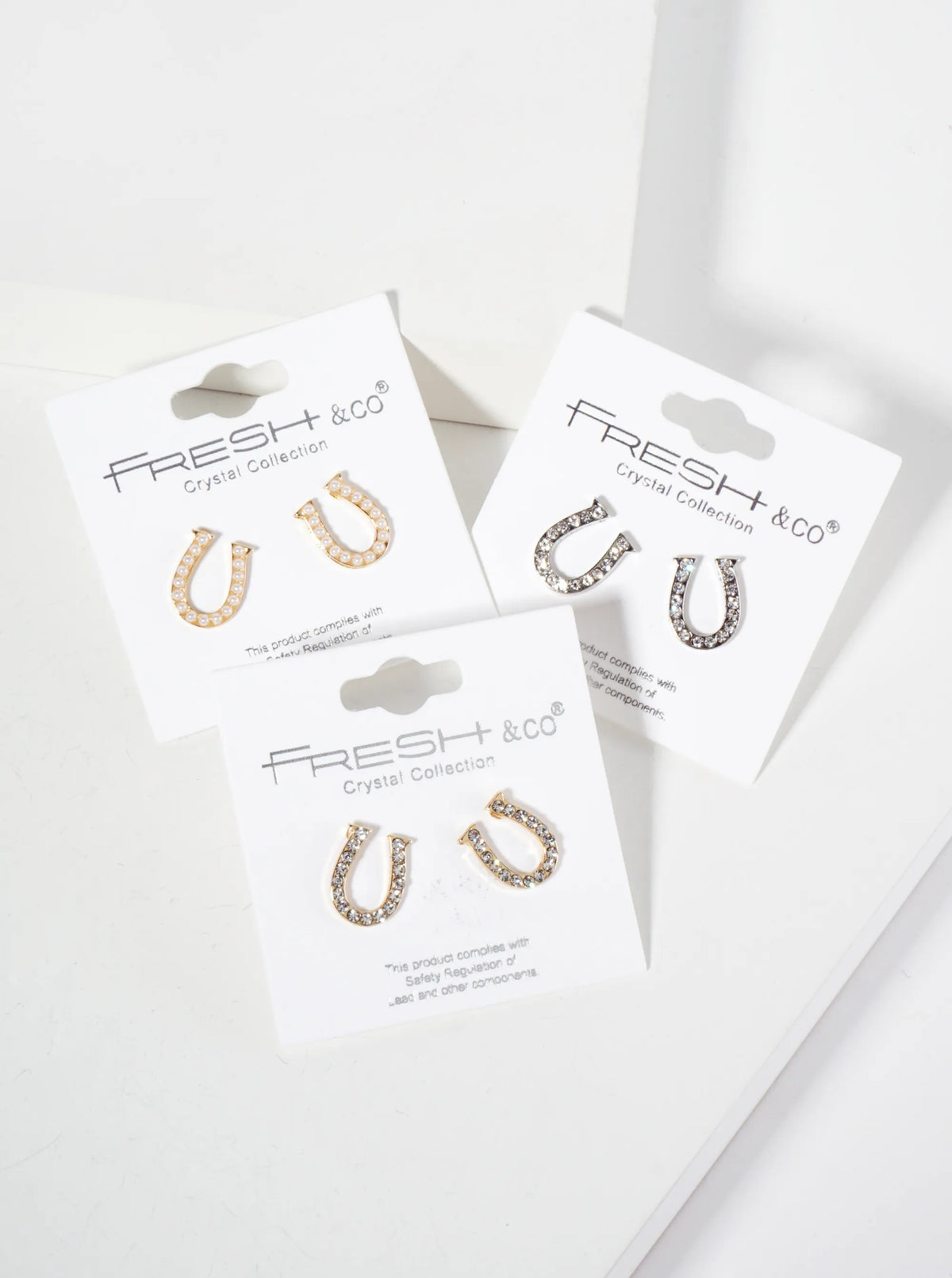 Animal-Theme Pearl And Crystal-Pave Horseshoe Western Stud Earrings