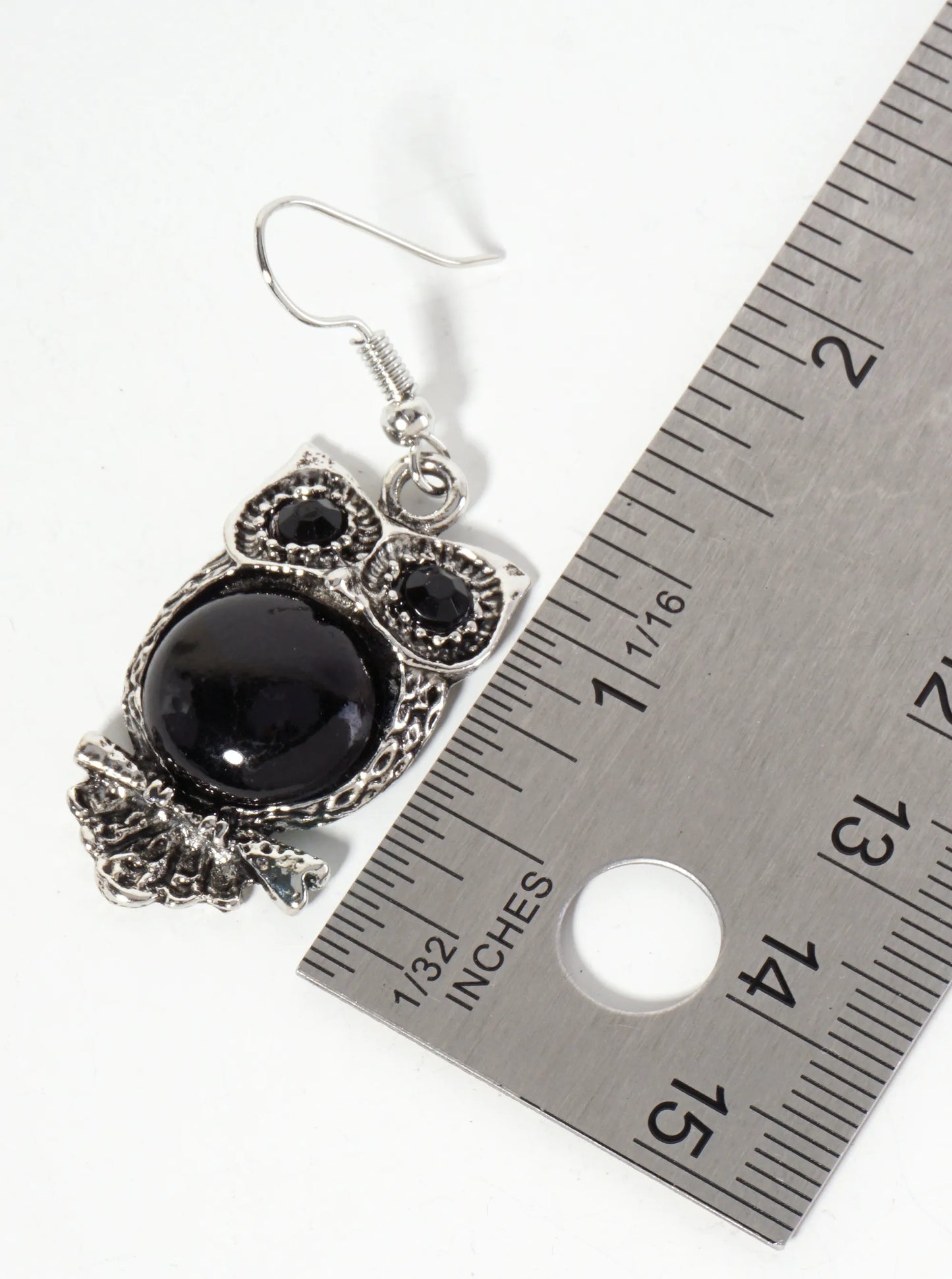 Animal-Theme Semi-Precious Natural-Stone Owl Dangle Drop Bohemian Western Earrings