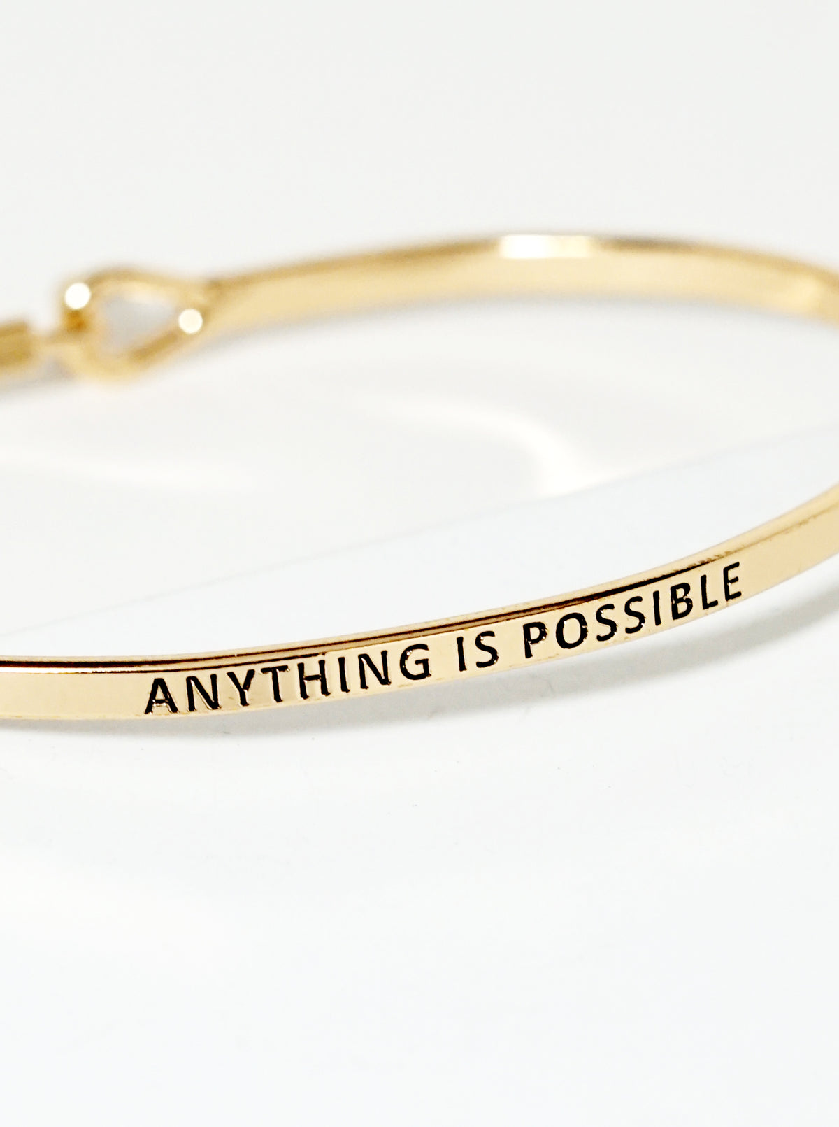Anything Is Possible Engraved Inspirational Bangle Bracelet