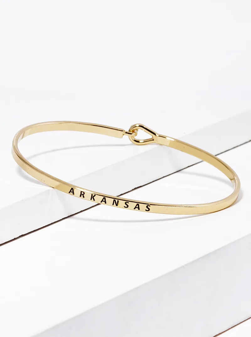 Arkansas Engraved Inspirational Bangle Bracelet