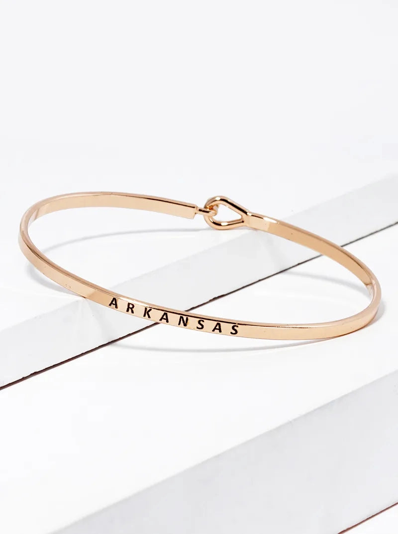 Arkansas Engraved Inspirational Bangle Bracelet