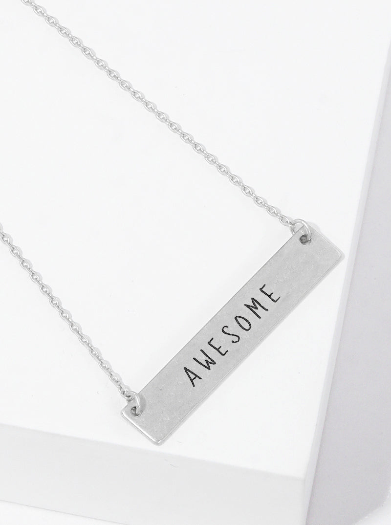 Awesome Engraved Horizontal Rectangle Pendant Inspirational Necklace