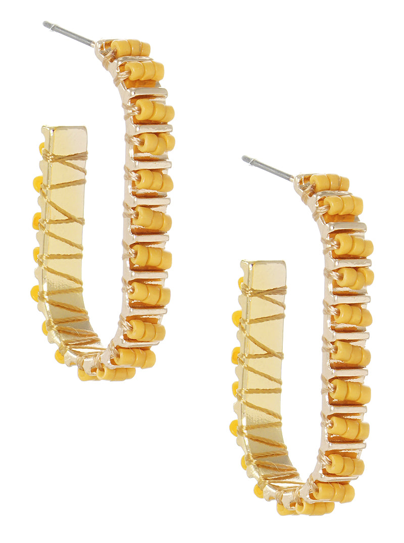 BEADS GEOMETRIC SHAPE HOOP EARRINGS