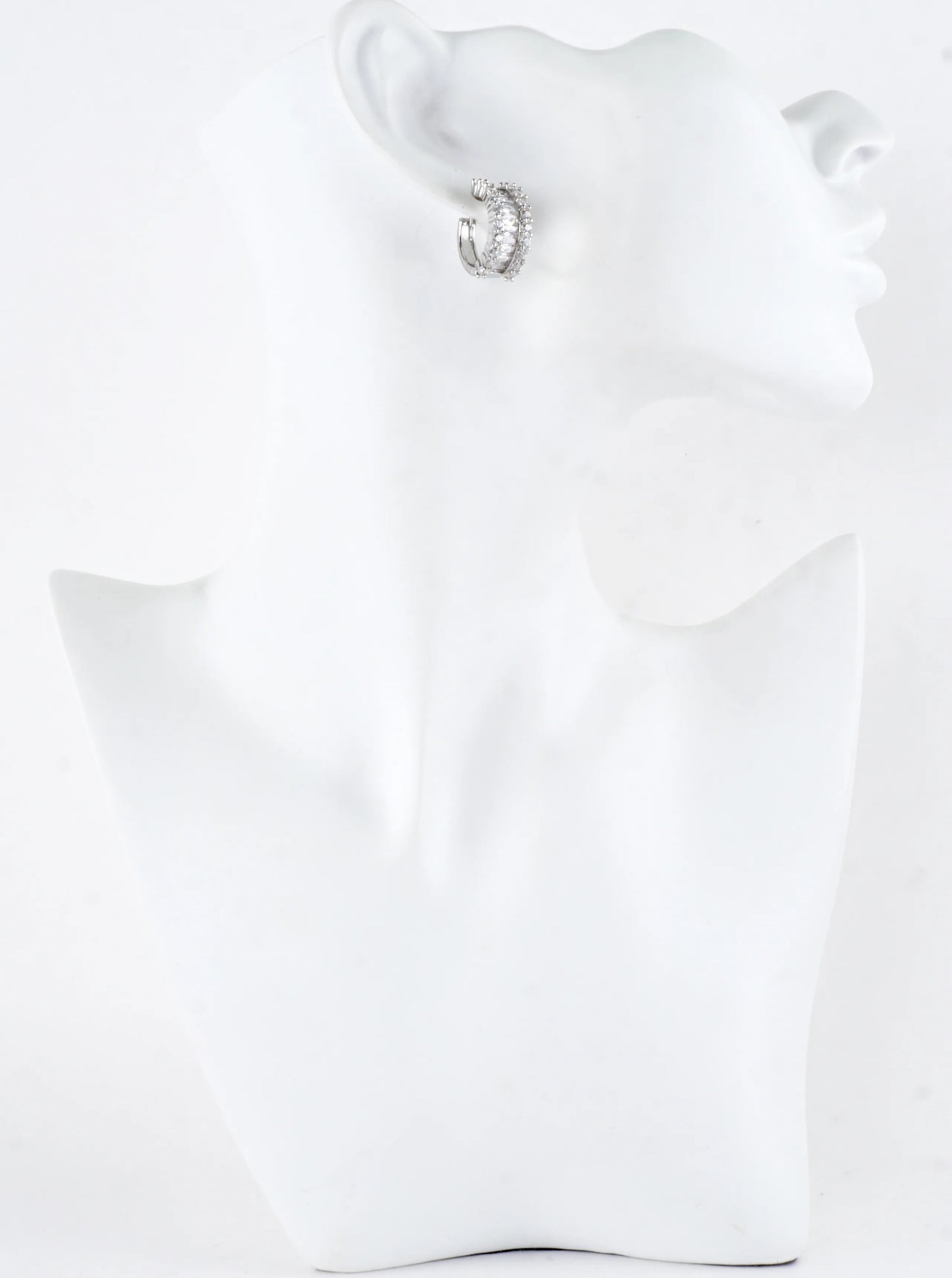 Baguette Channel CZ Pave Huggie Earrings