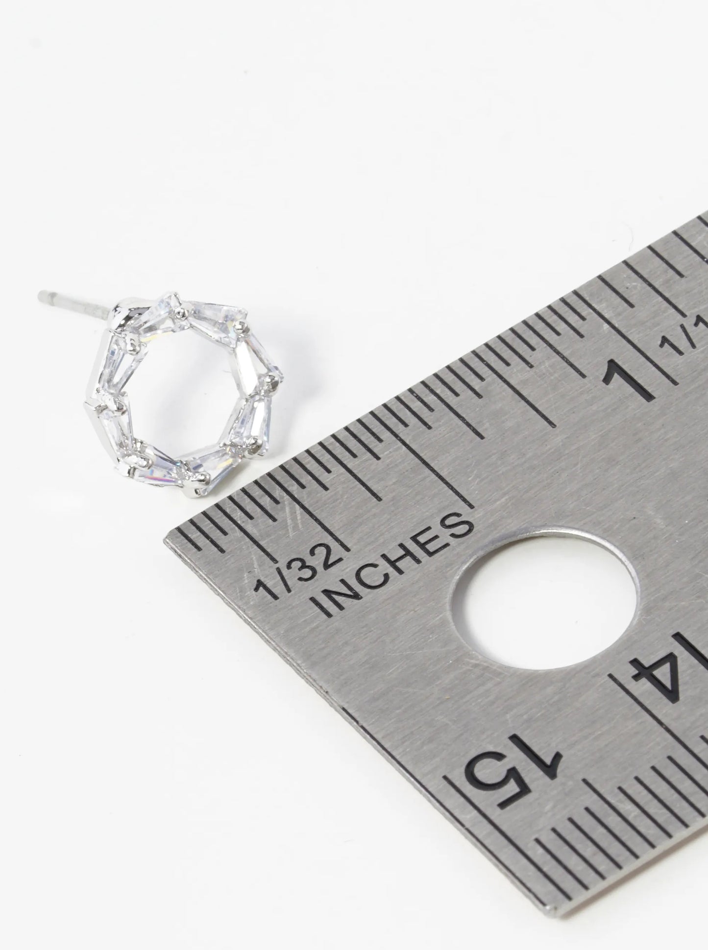 Baguette Cubic Zirconia Circle Stud Earrings