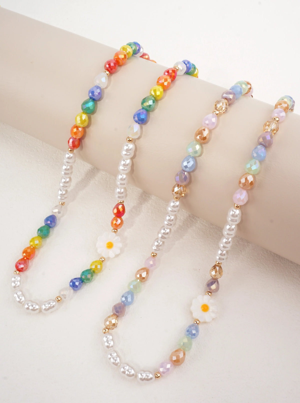 Ball-Beaded Faceted Resin Pearl Necklace