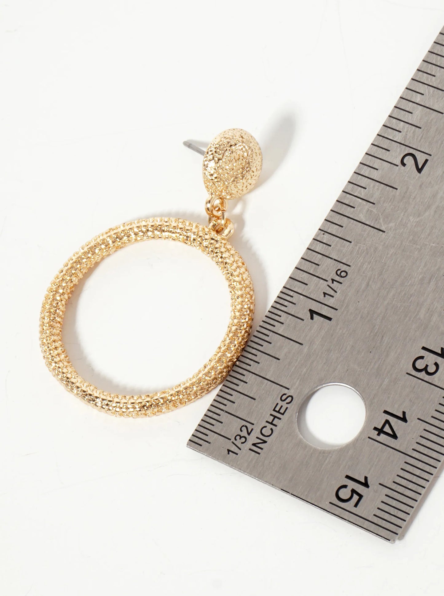 Ball-Texture Metal Circle Drop Dangle Earrings