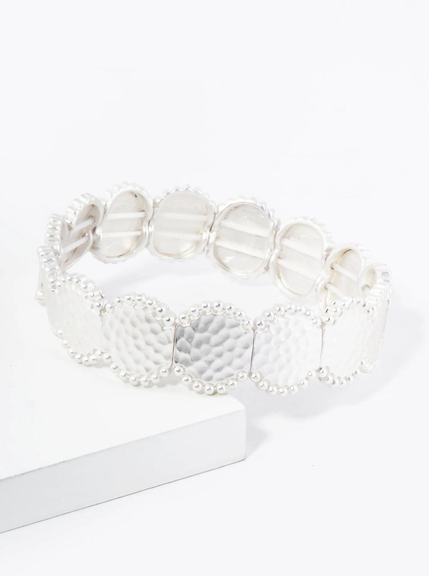Ball Textured Hammered Metal Stretch Bangle Bracelet