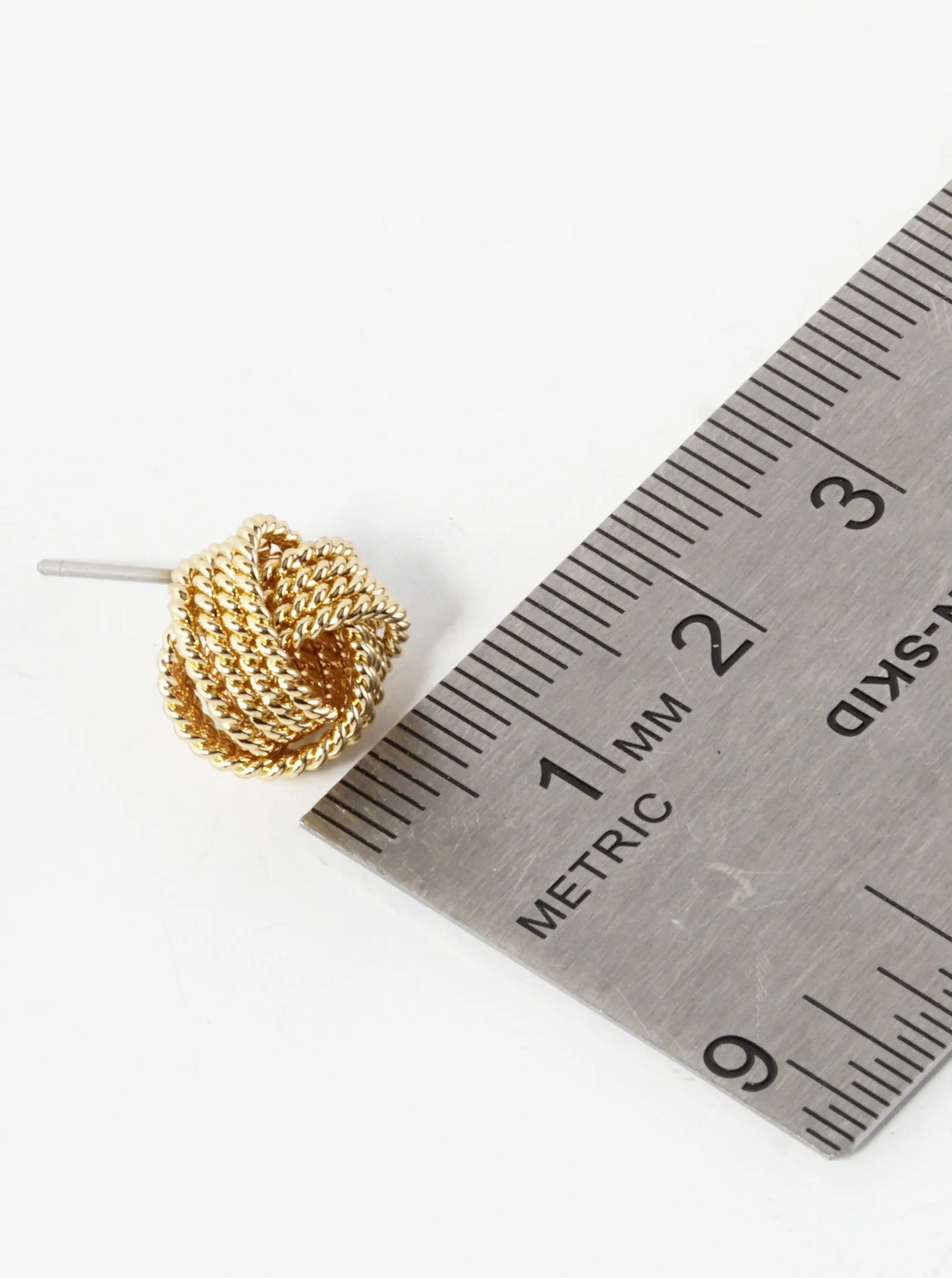 Ball Textured Metal 12mm Love Knot Stud Earrings
