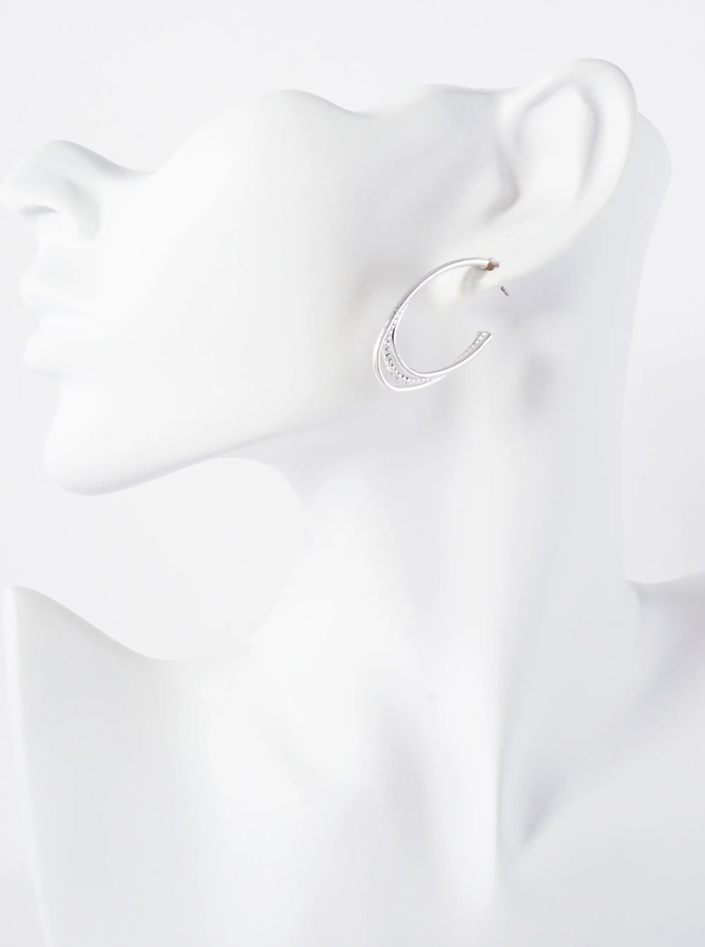 Ball Textured Metal 30mm Brass Open Hoop Earrings