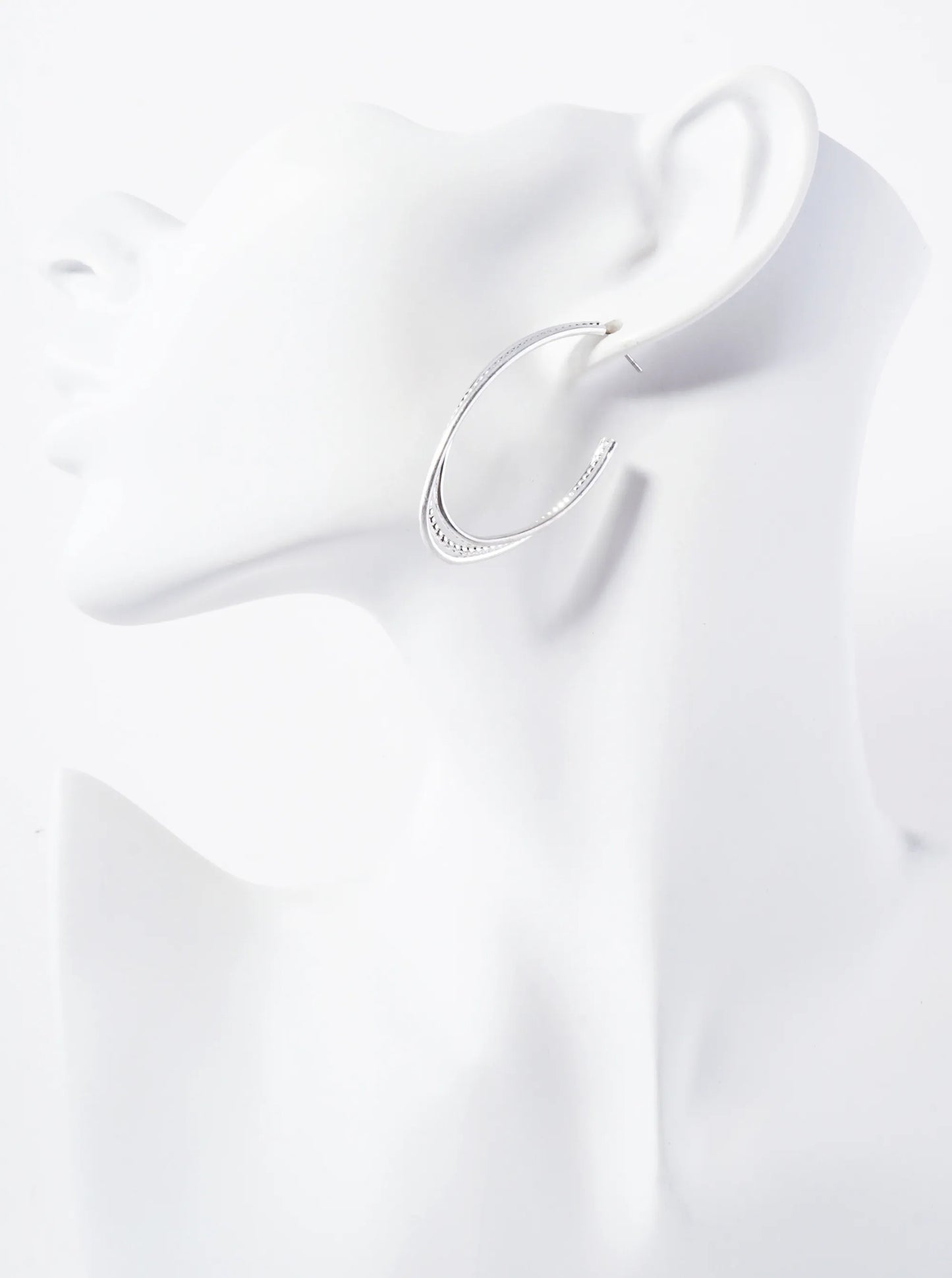 Ball Textured Metal 45mm Brass Open Hoop Earrings