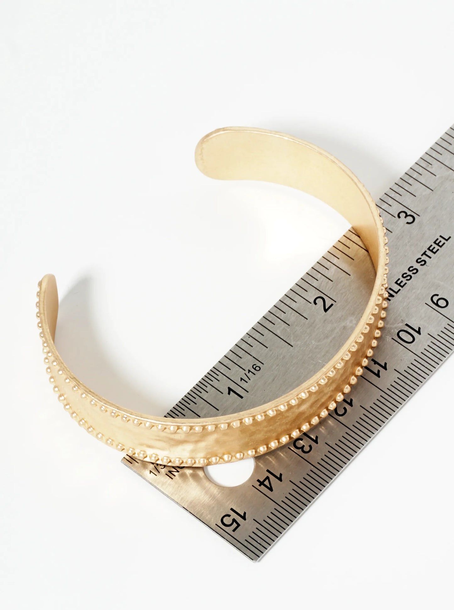 Ball And Hammer Textured Metal Open Cuff Bracelet