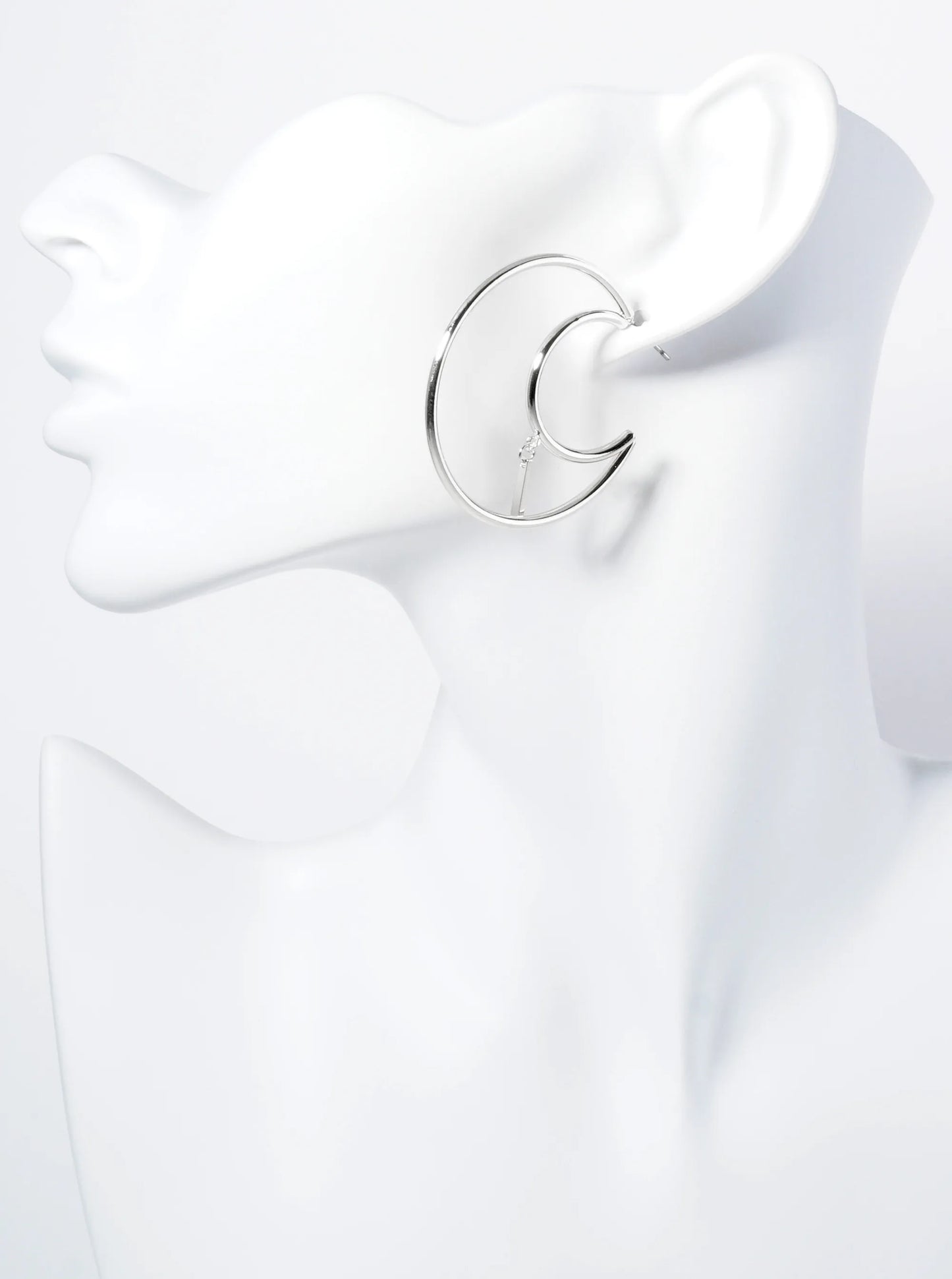 Bar Drop 40mm Crescent Moon Hoop Earrings