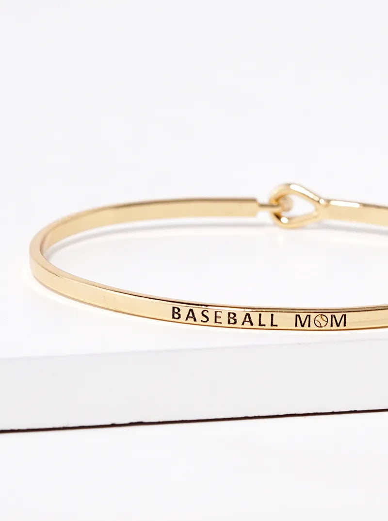 Baseball Mom Engraved Inspirational Bangle Bracelet