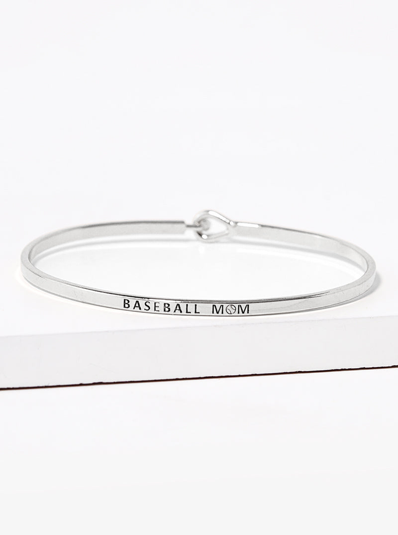Baseball Mom Engraved Inspirational Bangle Bracelet