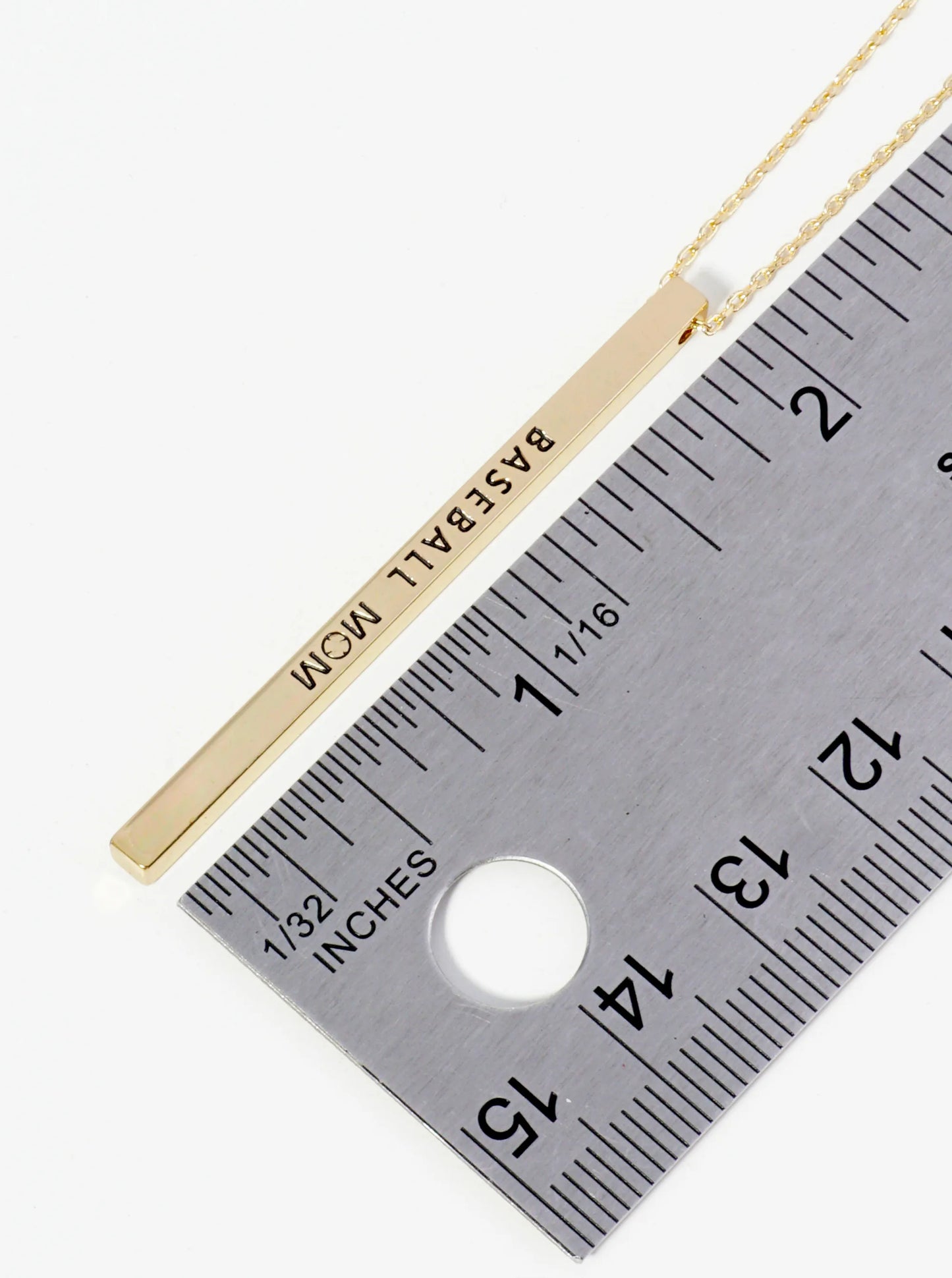 Baseball Mom Engraved Vertical Bar Pendant Inspirational Necklace