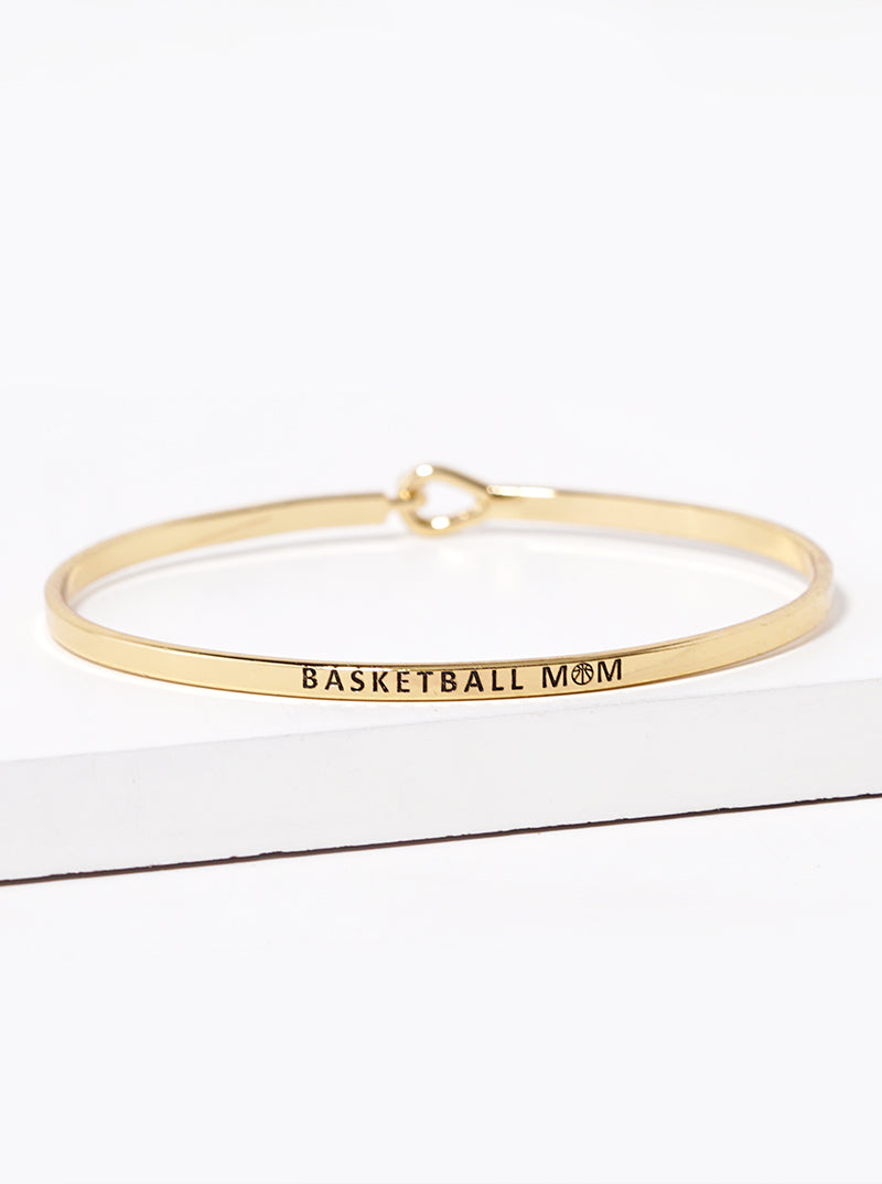 Basketball Mom Engraved Inspirational Bangle Bracelet