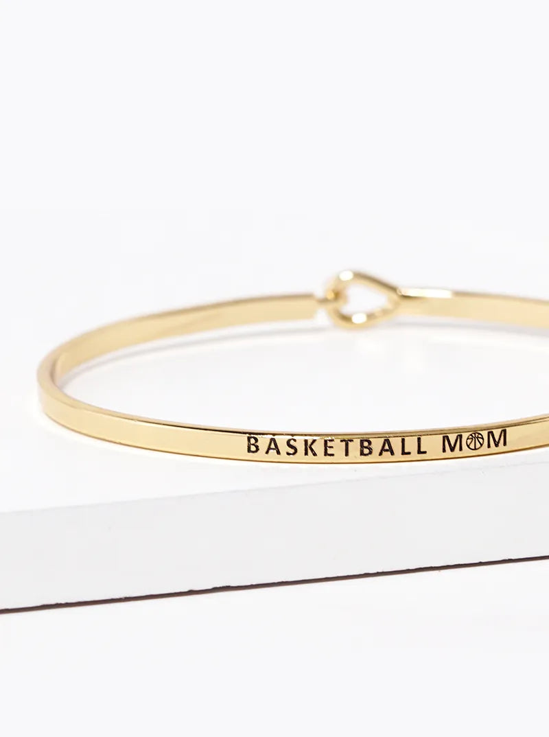 Basketball Mom Engraved Inspirational Bangle Bracelet