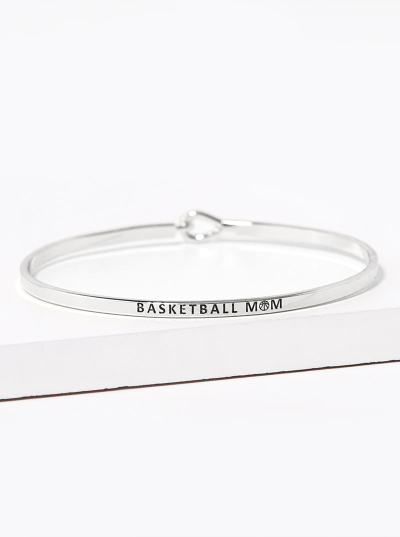 Basketball Mom Engraved Inspirational Bangle Bracelet