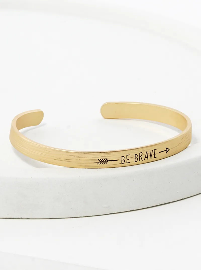 Be Brave Engraved Inspirational Cuff Bracelet