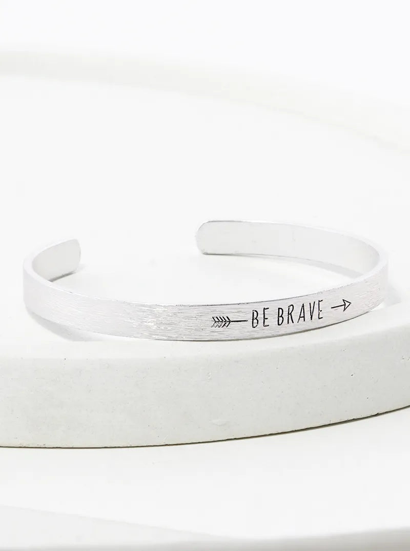 Be Brave Engraved Inspirational Cuff Bracelet