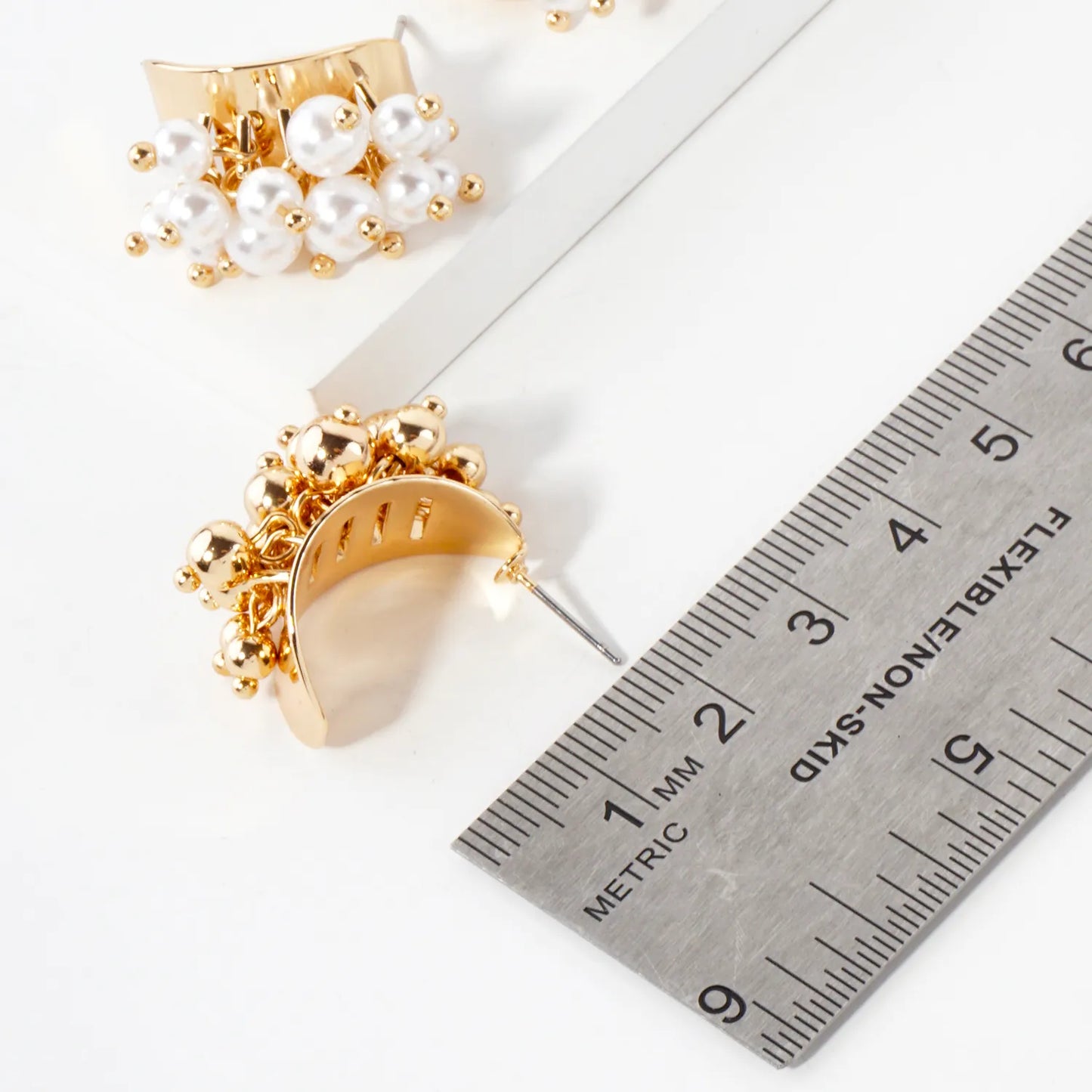 Bead Cluster 20mm Half Hoop Earrings
