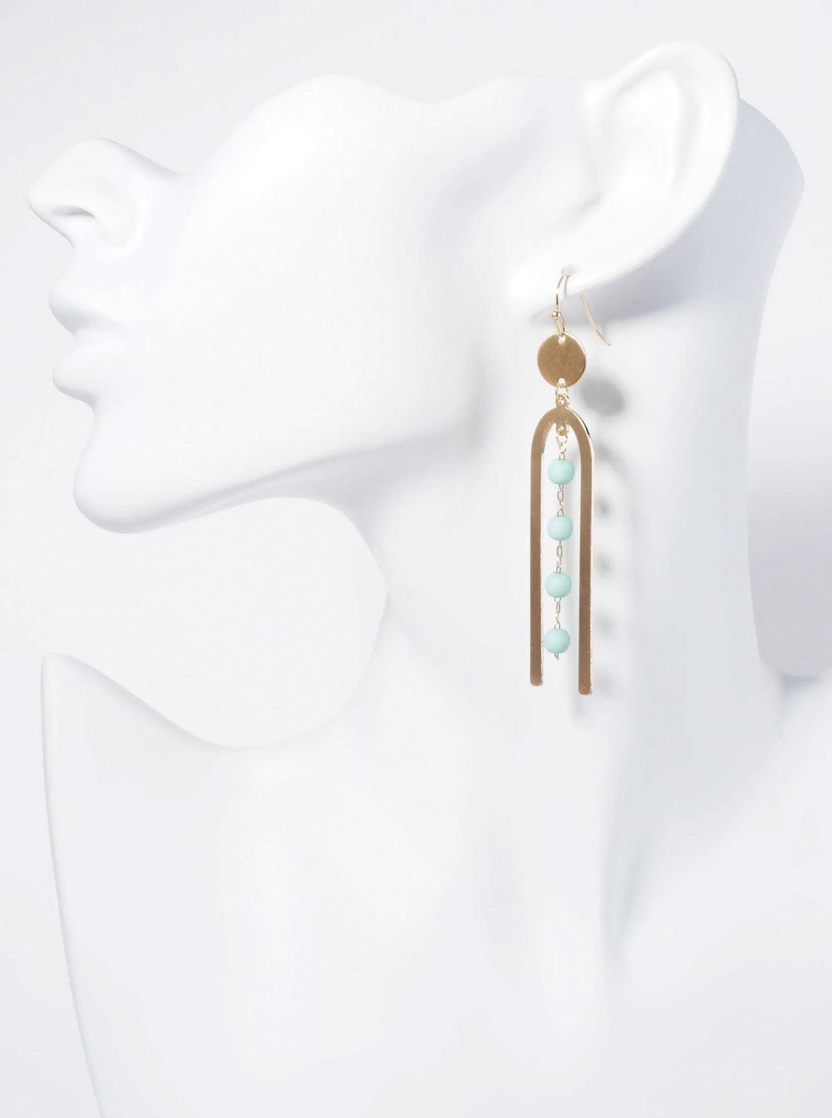 Beaded Chain Drop Geometric Dangle Earrings
