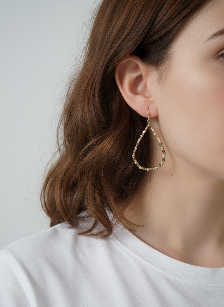 Beaded Teardrop Dangle Earrings