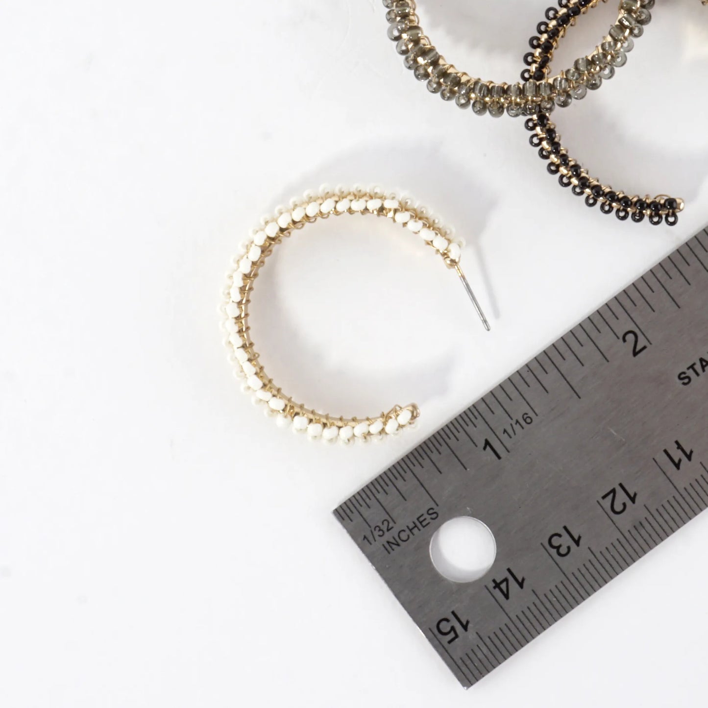 Beaded Textured Open Hoop Earrings