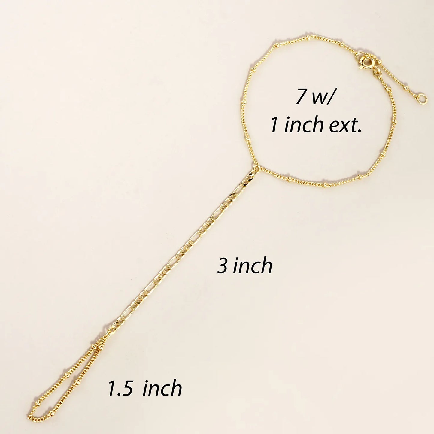 Bevelled Figaro-Chain Accents 18K-Gold-Dipped Brass Satellite Hand-Chain Bracelet