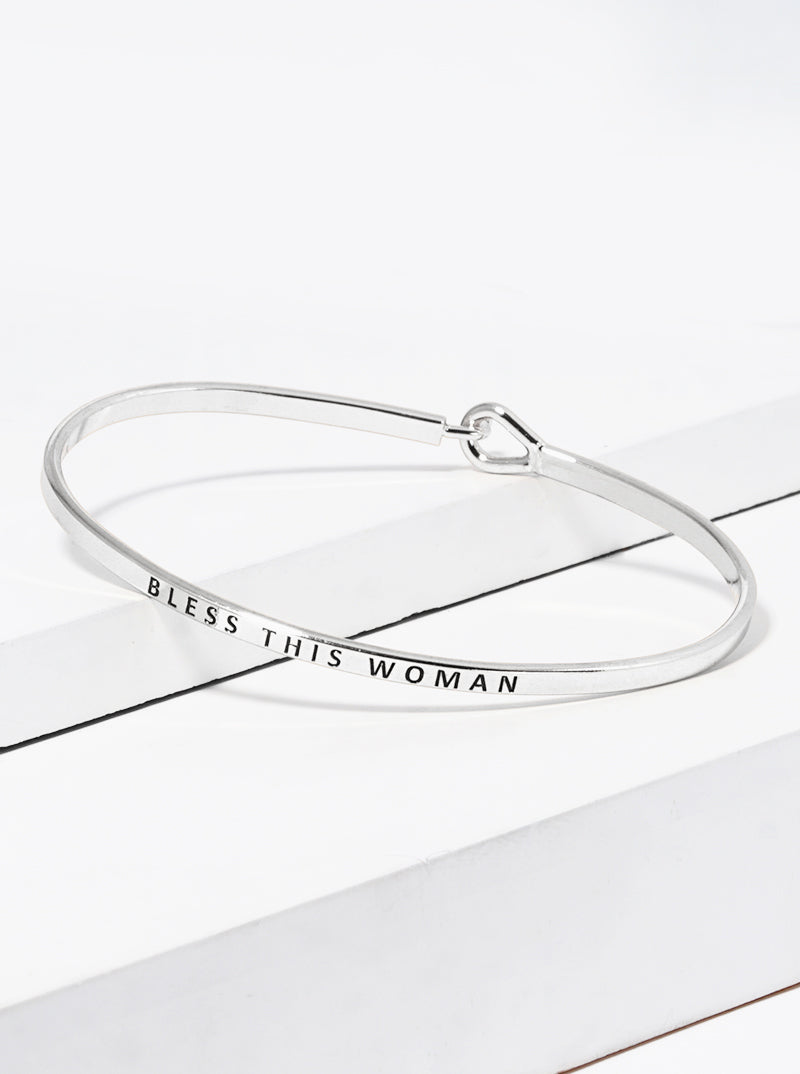Bless This Woman Engraved Inspirational Bangle Bracelet