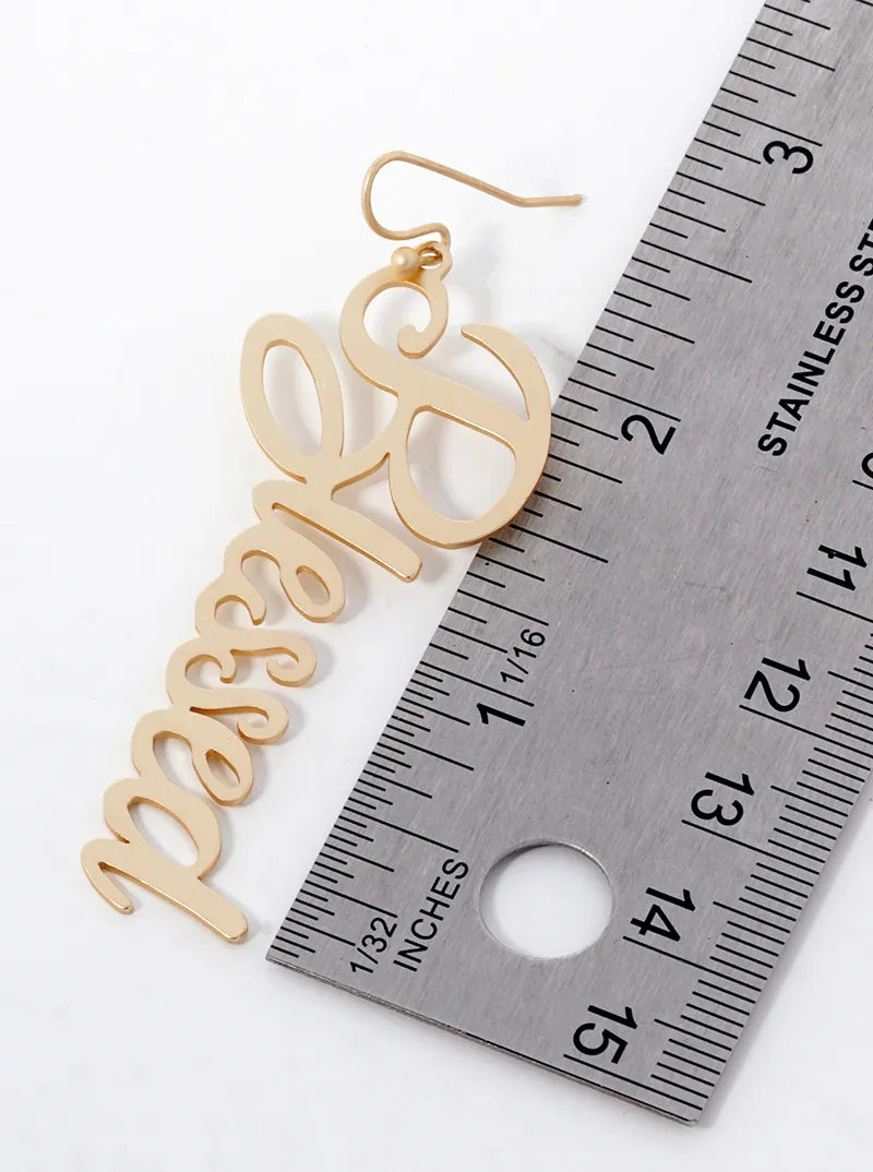 Blessed Drop Metal Stencil Earrings