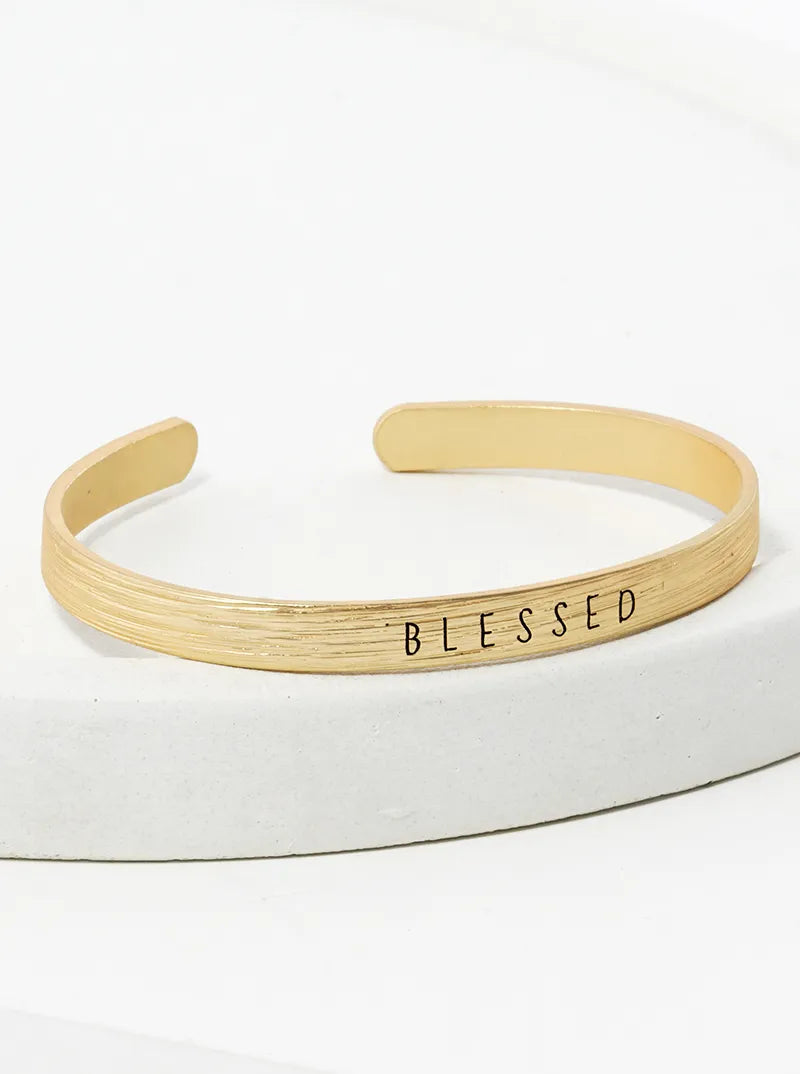 Blessed Engraved Inspirational Cuff Bracelet
