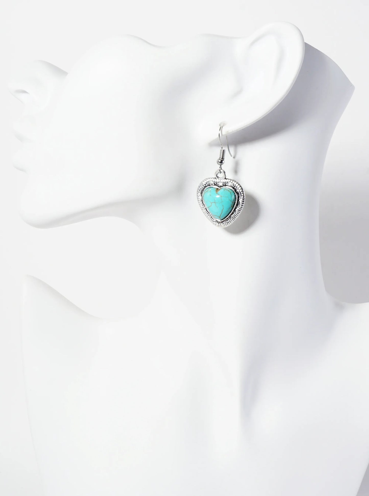 Bohemian Semi-Precious Natural-Stone Heart-Shaped Western Dangle Drop Earrings