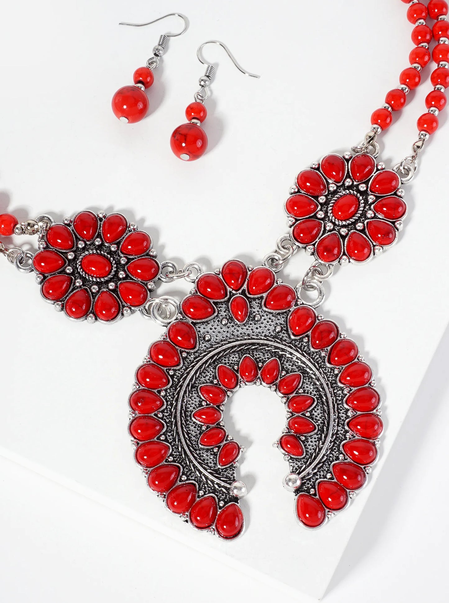 Bohemian Western Statement Bib Necklace Set-with-Earrings