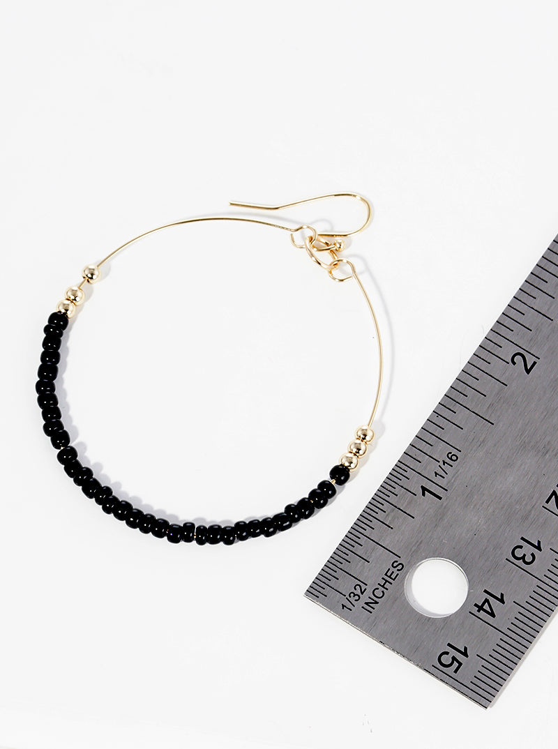 Boho Beaded Round Wire Dangle Drop Earrings