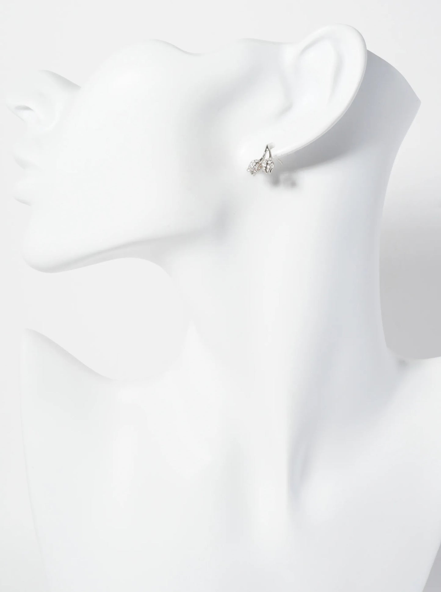 Botanical-Theme 18K-Gold-Dipped Pave-Set Cubic-Zirconia Tulip Flower Stud Earrings