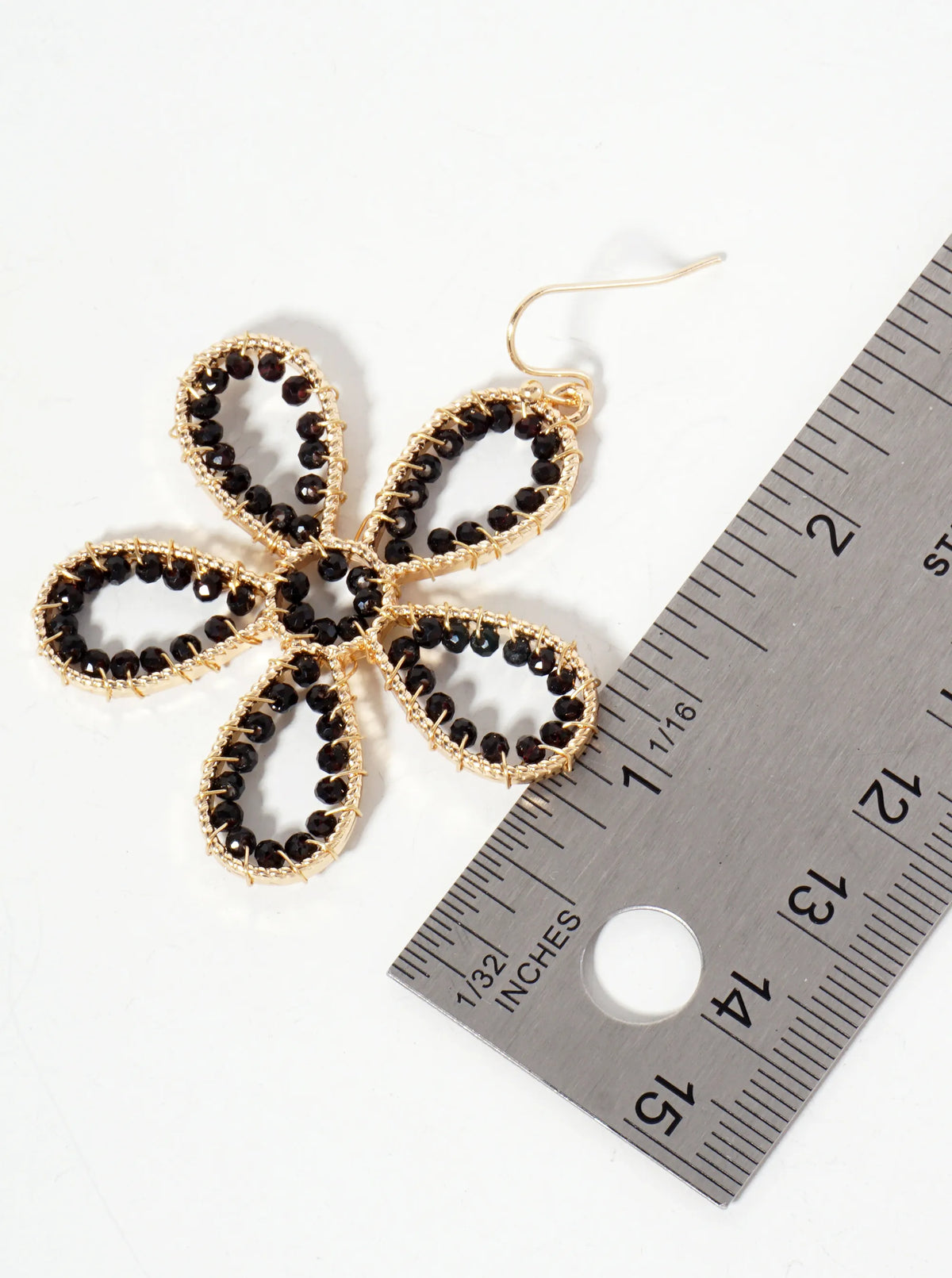 Botanical-Theme Faceted-Glass-Beads Wire-Wrapped Flower-Shaped Dangle Earrings