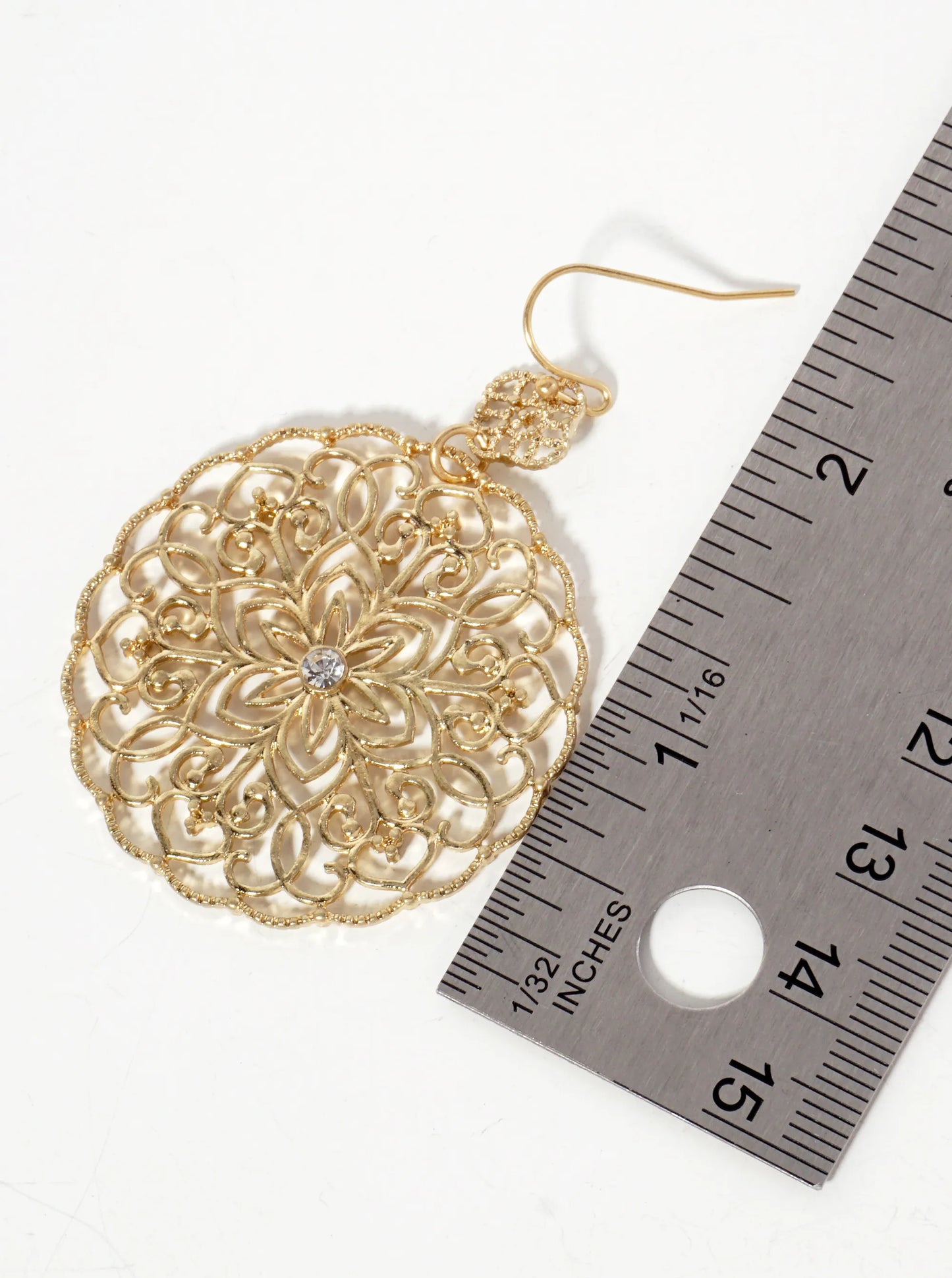 Botanical-Theme Flower Pattern Quatrefoil Filigree Dangle Earrings