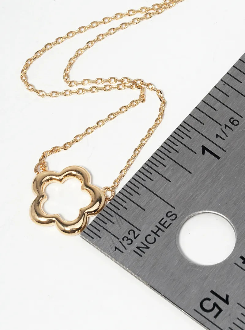 Botanical-Theme Flower Pendant 18K-Gold-Dipped Necklace