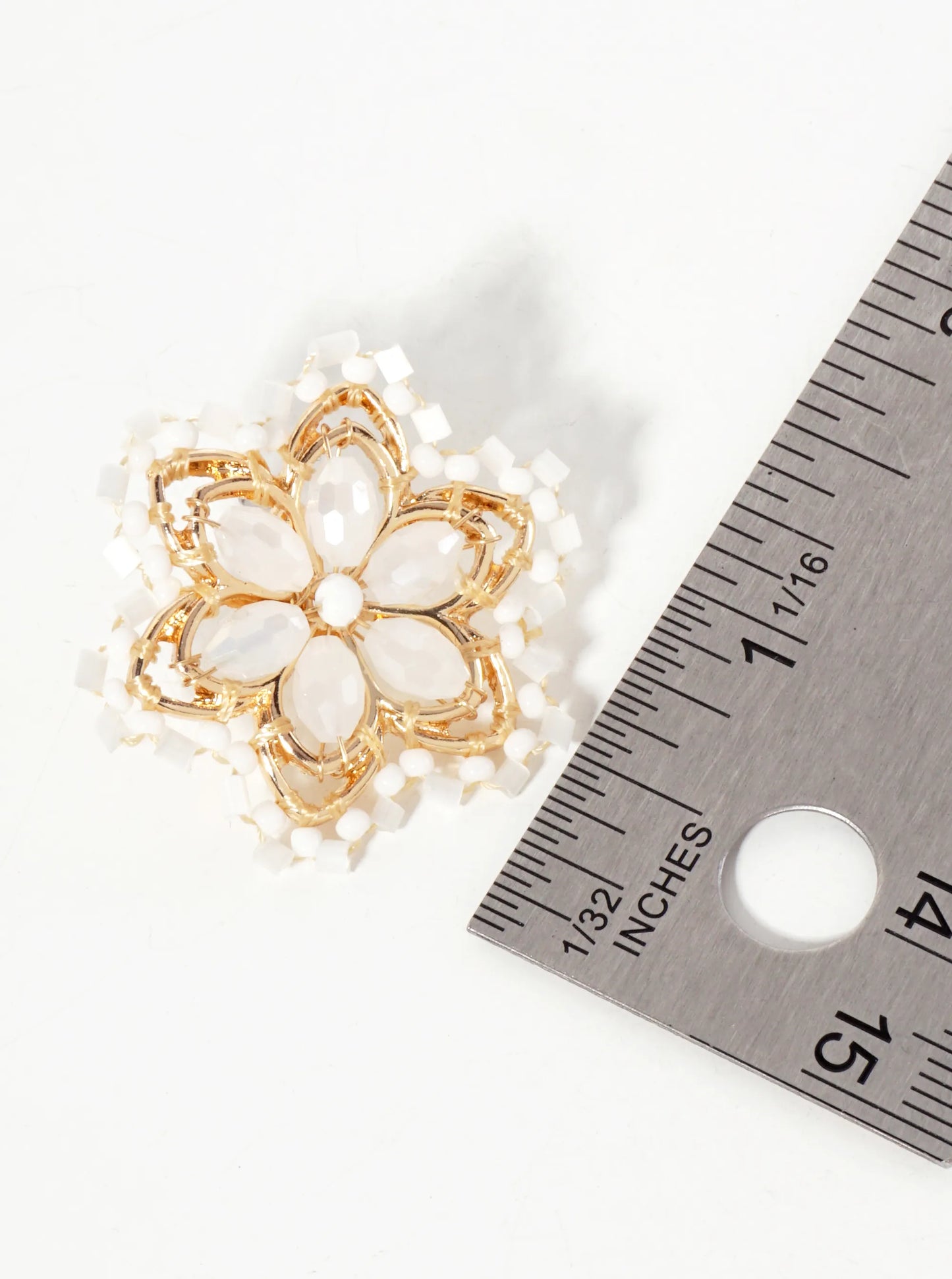 Botanical-Theme Glass-Beaded Flower Statement Stud Earrings